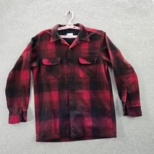 Pendleton Men Button Up Shirt M Red Virgin Wool Plaid Flannel Board Shirt Jac