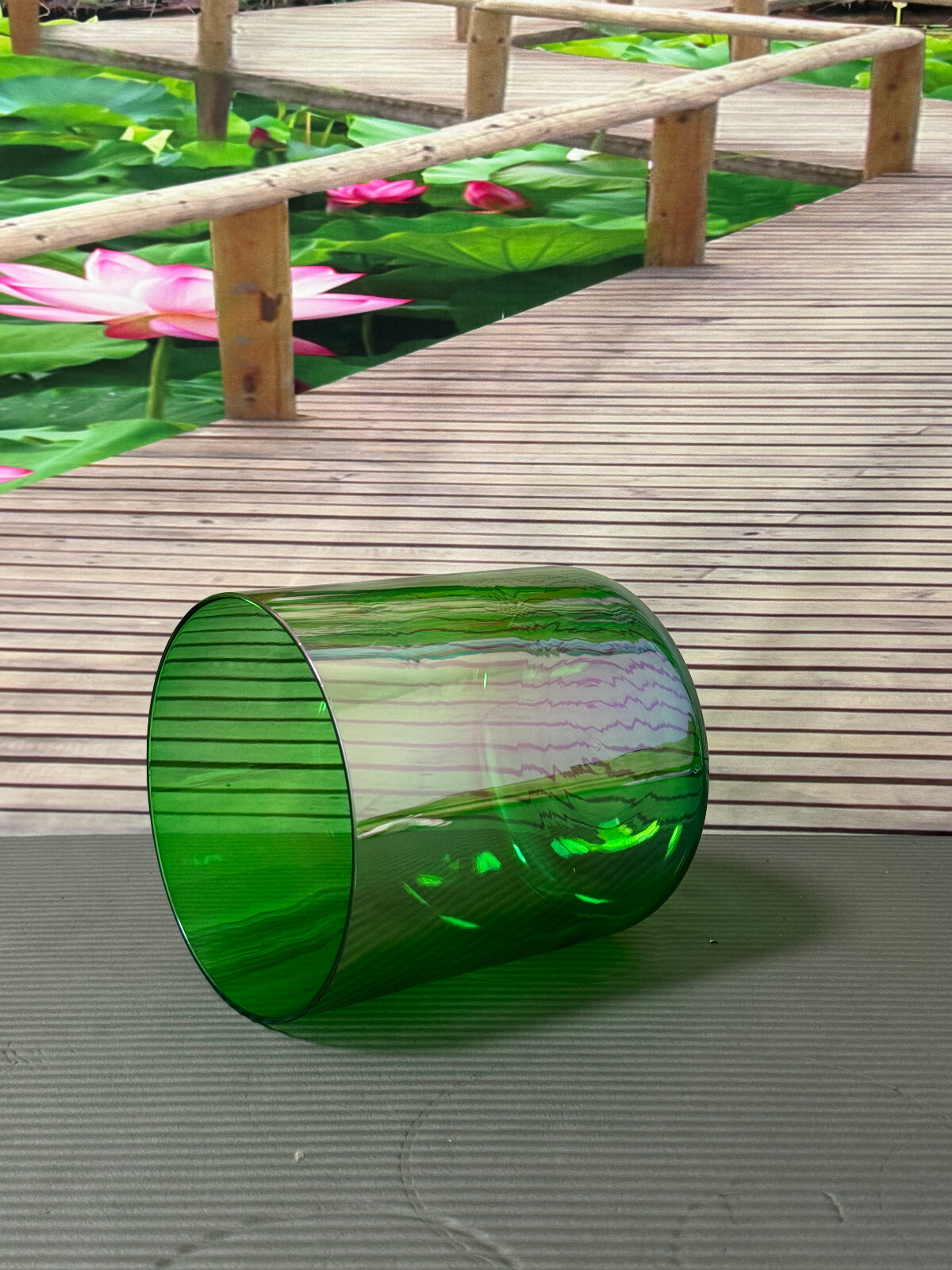 Cosmic Green Color Sound Bowl F Heart Chakra Quartz Crystal Singing Bowl 6"