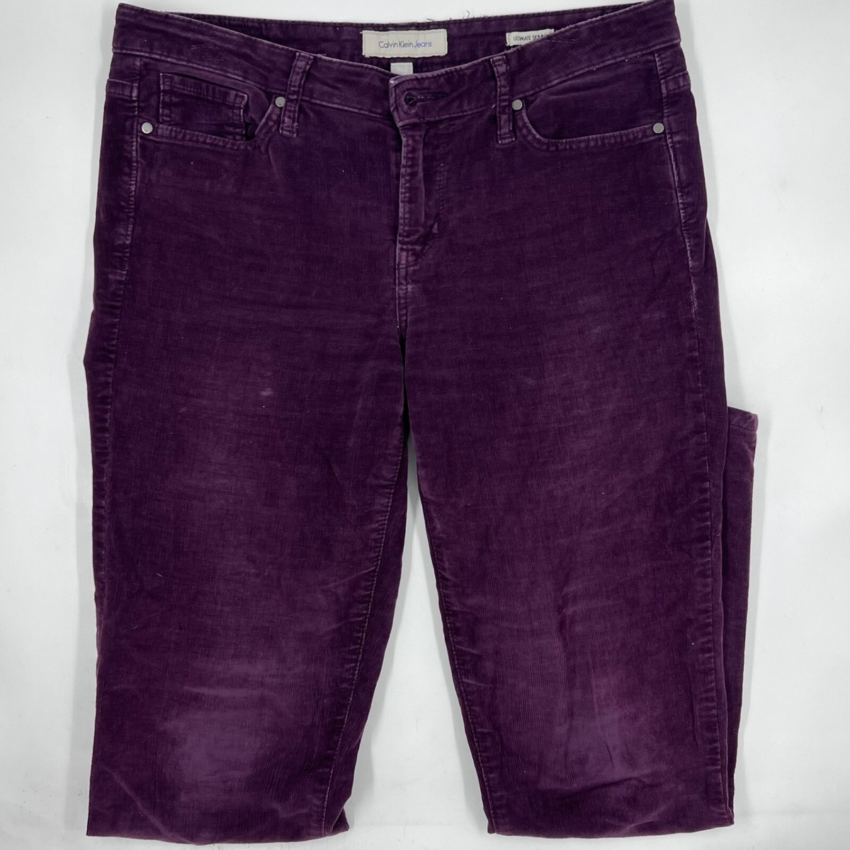 Calvin Klein Womens Ultimate Skinny Corduroy Pants Size Plum