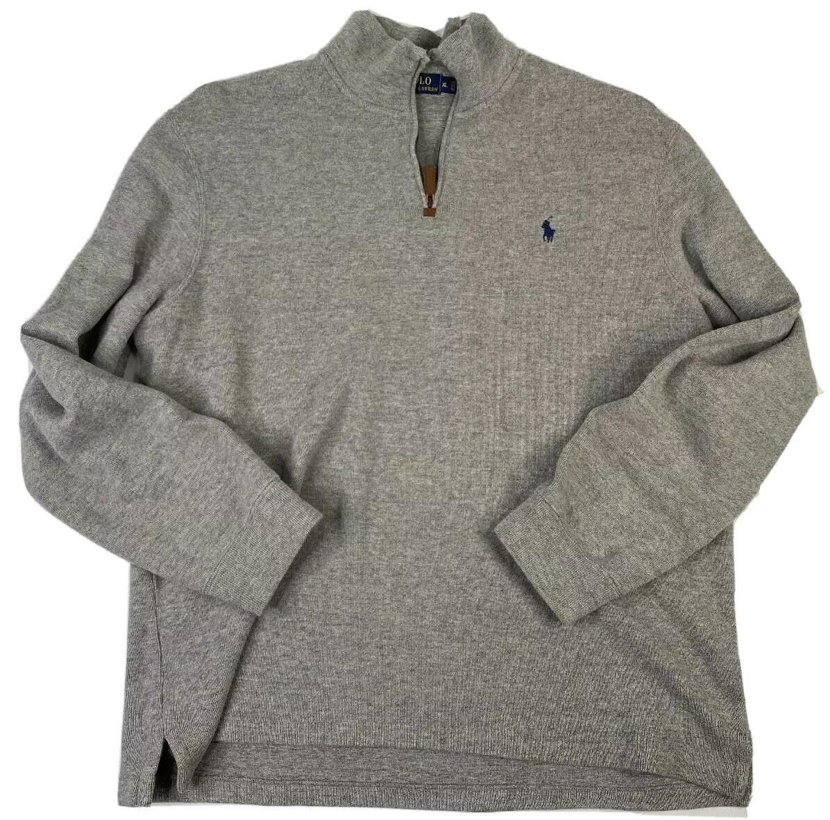 Polo Ralph Lauren felpa grigia morbida 1 4 zip blu pony uomo grande XL USATA IN OTTIME CONDIZIONI