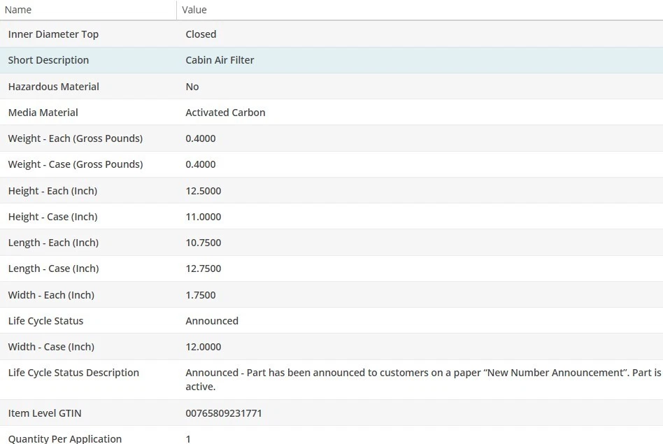 WIX Cabin Air Filter For LEXUS RC350 2015-2023 V6-3.5L - Imagem 4 de 4