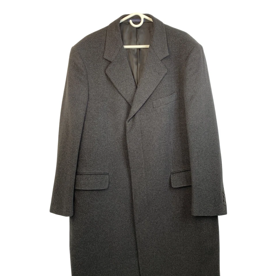 Abrigo de cachemir Brooks Brothers para hombre invierno 46R negro Italia GUC 6759 botón Foto 2 de 4