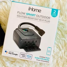iHome Flow Smart Outdoor Weather Resistant Wi-Fi Plug 2 Smart Outlet
