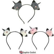 Cat Ear Headband Fur Metal Band Kids Costume Halloween Fancy Party Accessory