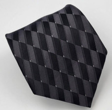 Perry Ellis Portfolio Silk Tie Black Gray Geometric Men Necktie 58 x 3.75