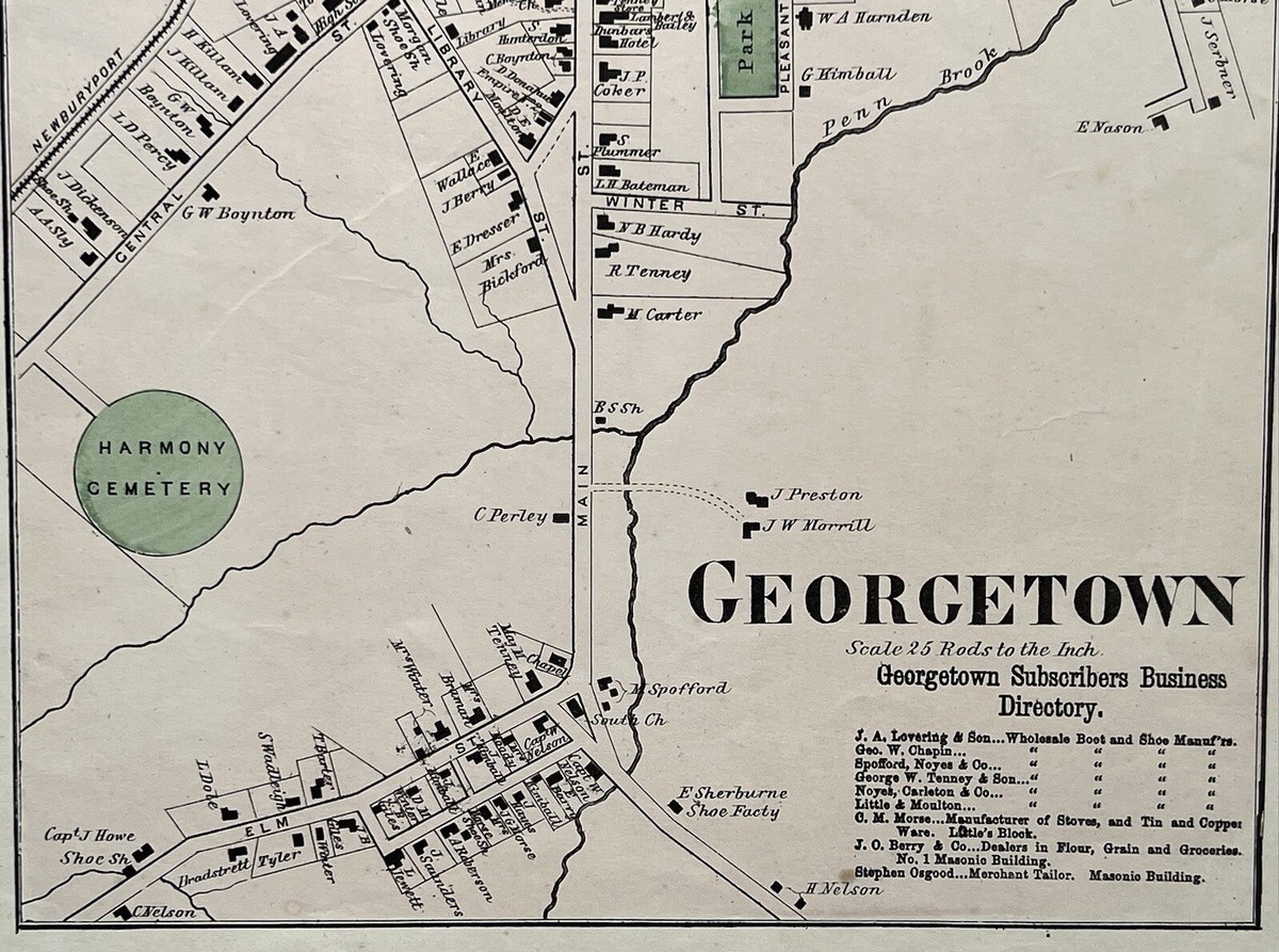 洋書 town Almamac&Directory Original 1872 Map Georgetown Village,Pentucket,Not Repro