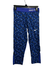 Nike Girls Pro Dri-Fit Capri Leggings Blue/White Small