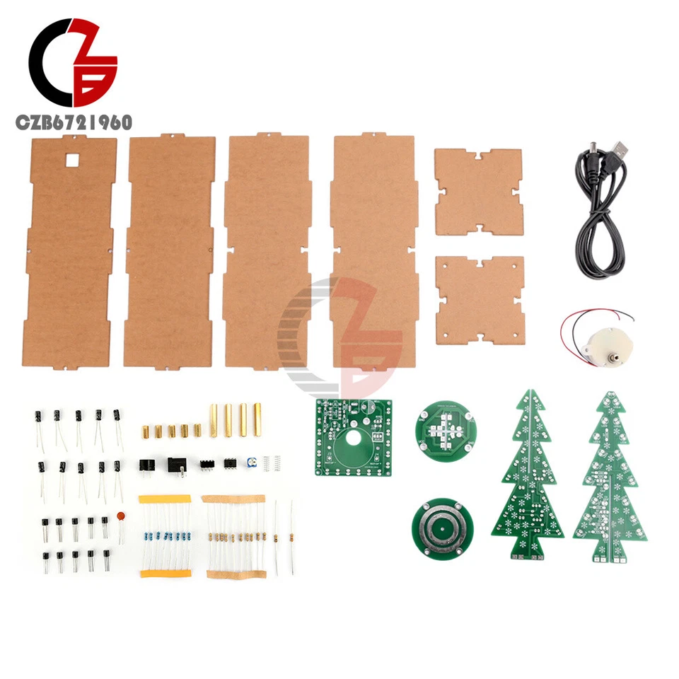Rotating Colorful Music Christmas Tree LED Water Lamp Light Electronic DIY Kit - Image 2 of 4