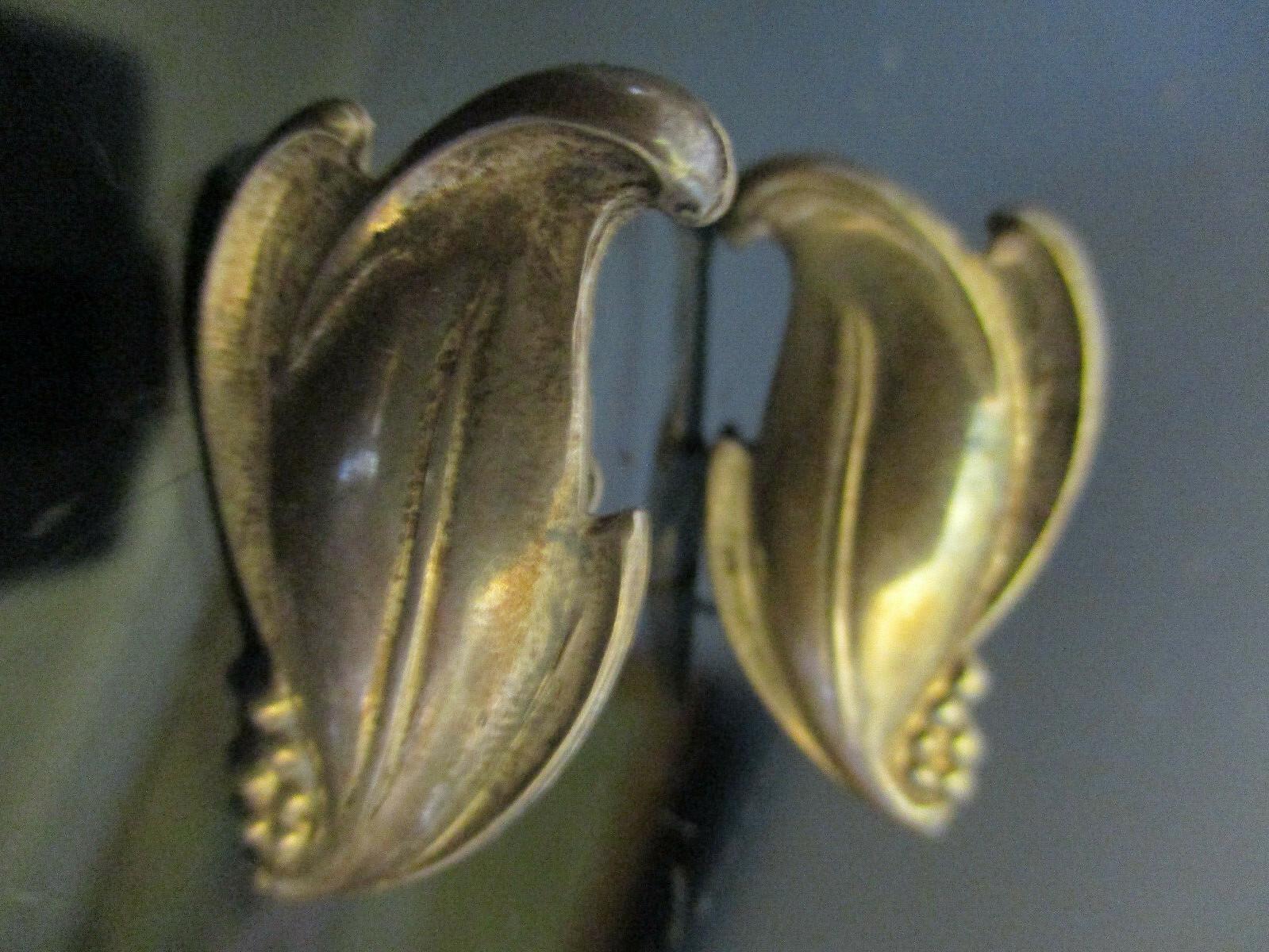 Vintage MidCentury Danish Modern Sterling Silver Leaf Berry Screw Back Earrings!