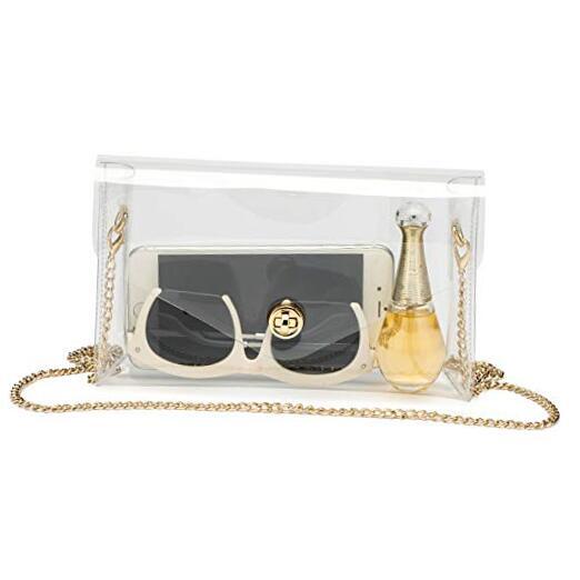 Clear Purse Gift for Women Clear Crossbody Bag Cute for Clear(golden chain)