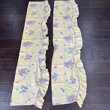 Waverly Garden Room Cottage Field of Flowers 65”VALANCE Ruffled Yellow Set Of 2