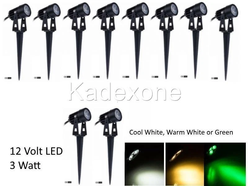 Mini 12 v volt 3W LED spot light Outdoor garden spike cool warm