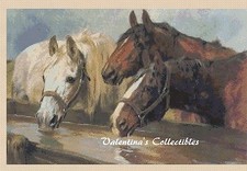 Three Horses Drinking Counted Cross Stitch Chart No. 2-319