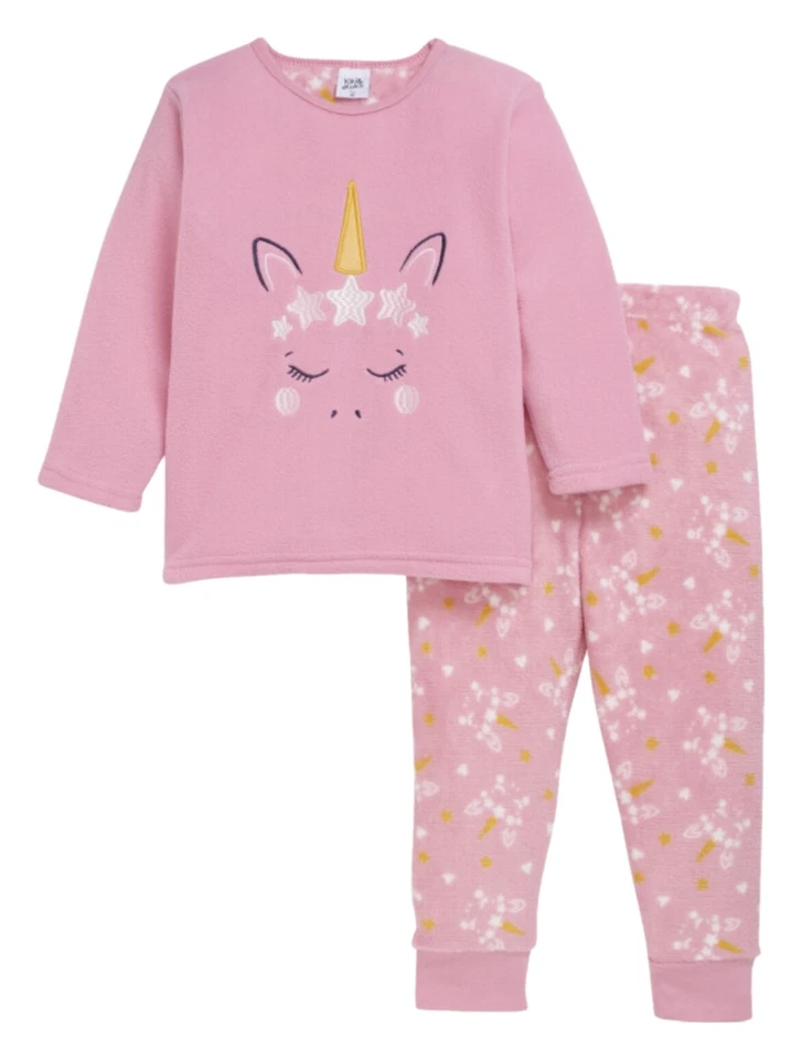 KIKI&KOKO Kinder Mädchen Fleece Pyjama Schlafanzug Hausanzug B3