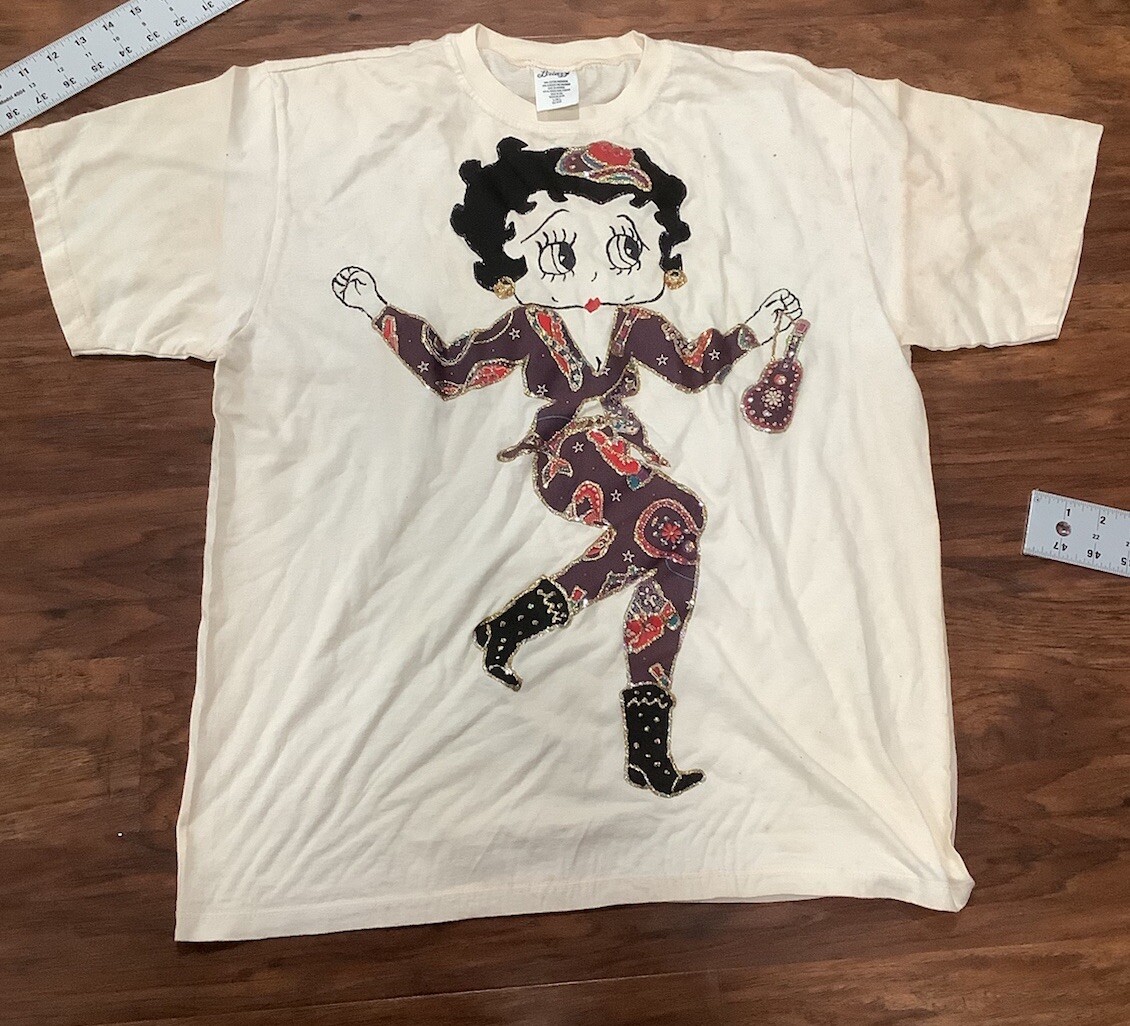 Vntg Briazzi RN81139 Betty Boop Biker Motorcycle Club T-shirt Size