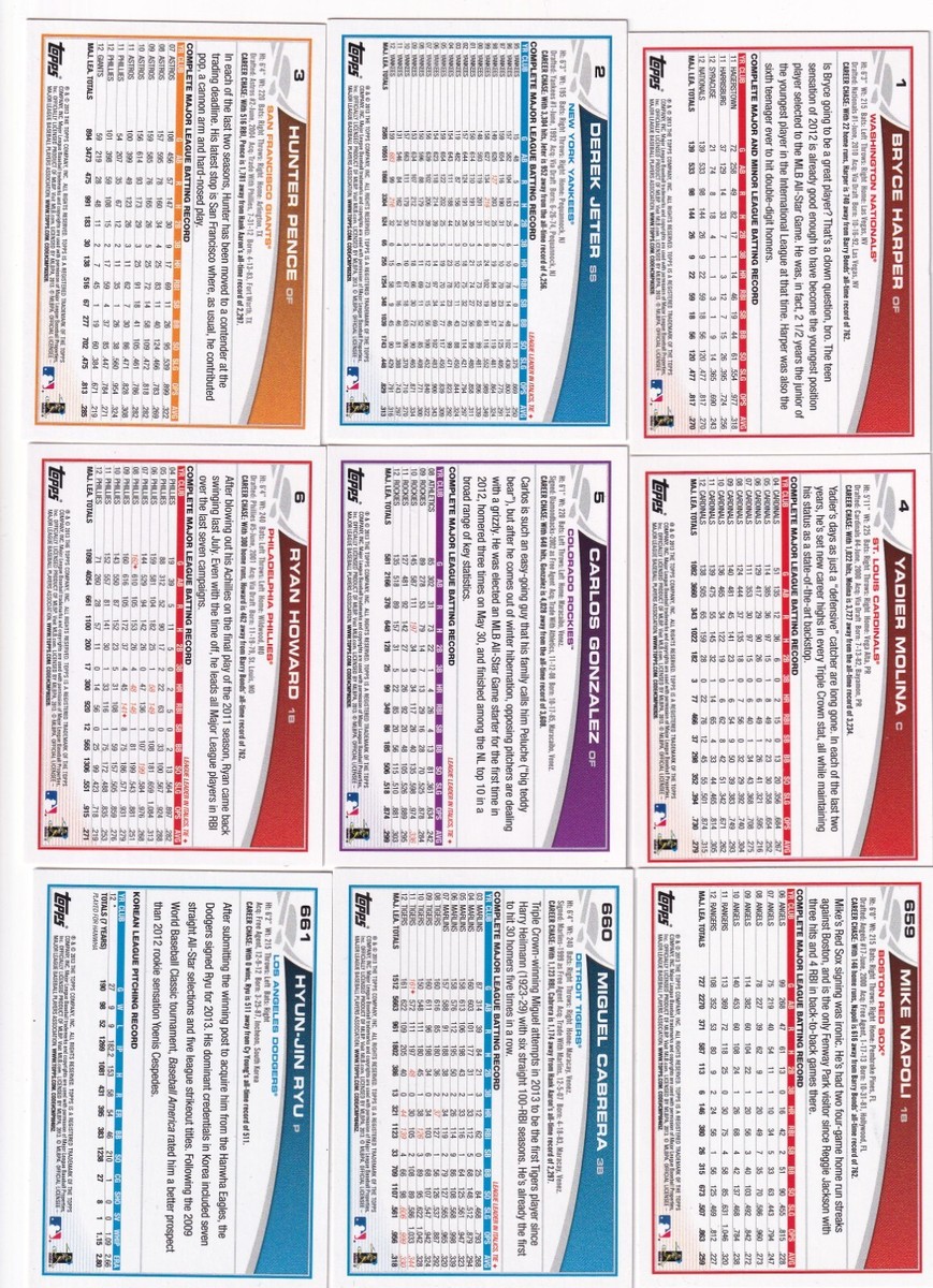 2013 Topps Complete Set 1-661 Hand Collated | eBay