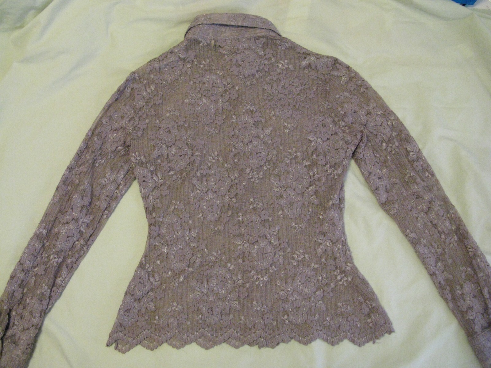 Bebe Lavender Gray Stretch Lace Button Down Shirt… - image 6