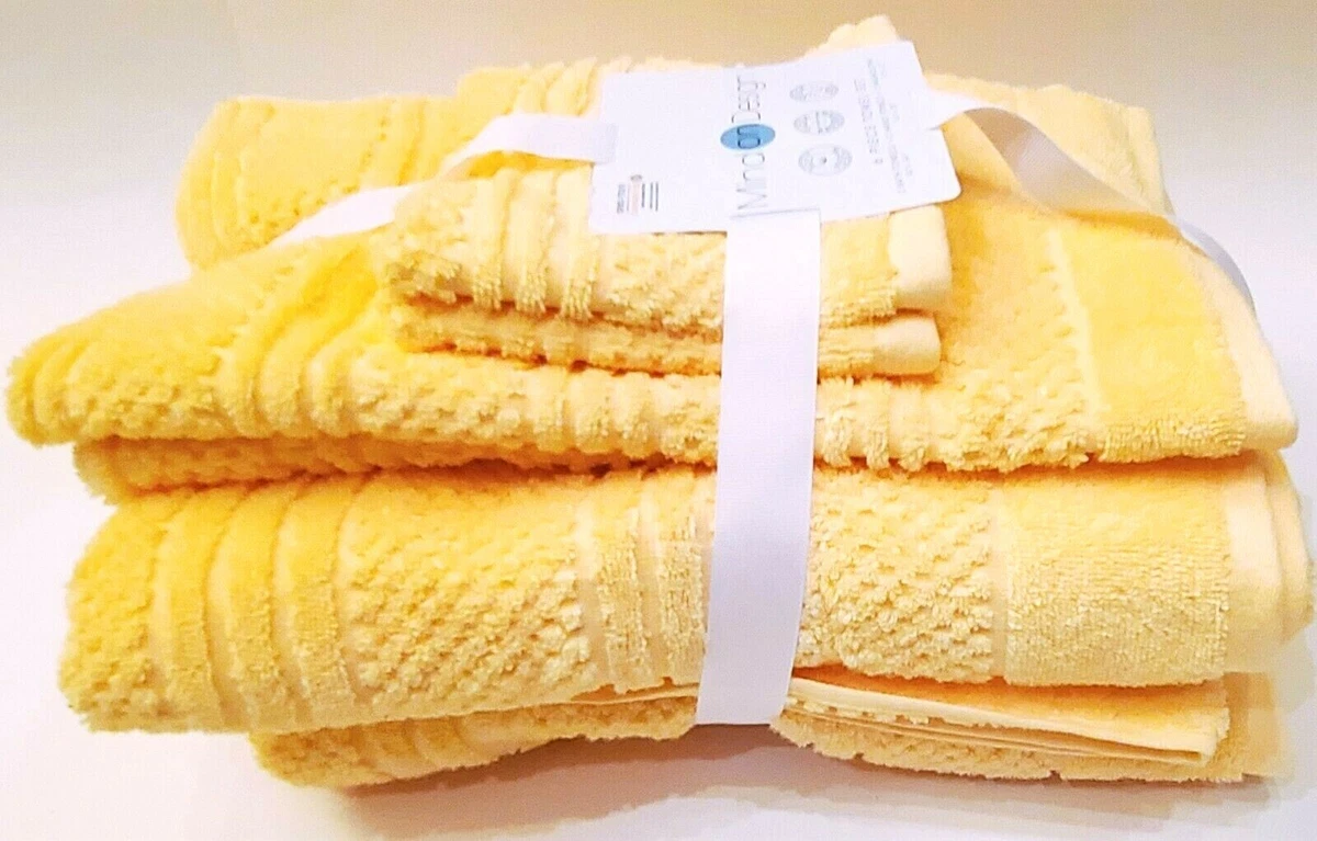 NEW SET OF 6 PC MIND ON DESIGN YELLOW STRIPES 2 BATH 2 HAND 2