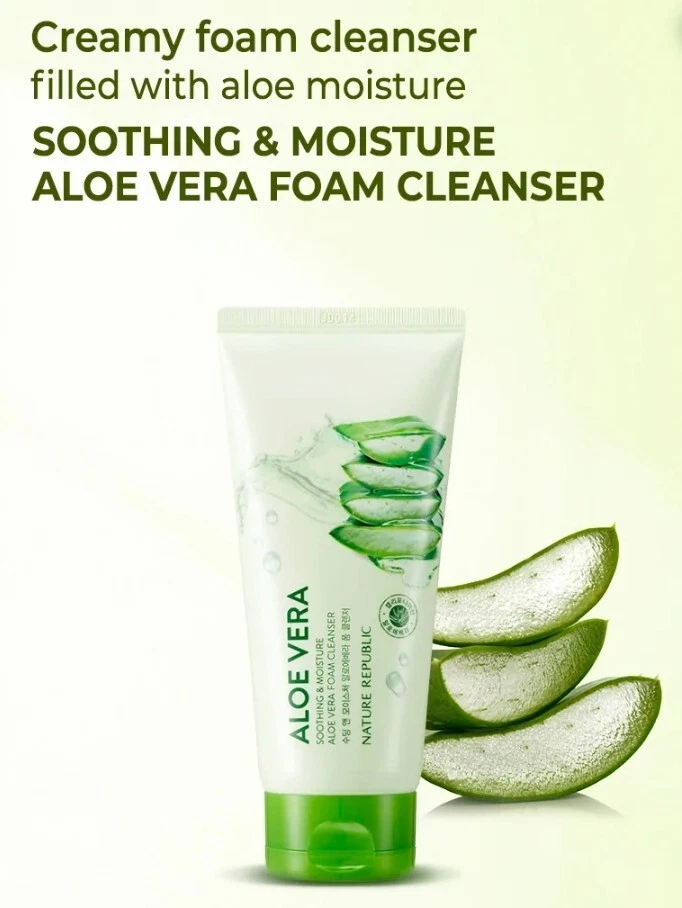 Limpiador de espuma de aloe vera calmante e hidratante NATURE REPUBLIC 150 ml espuma limpiadora Foto 3 de 4