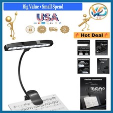 Black Clip-On Music Stand Light LED with Brightness Control Rechargeable