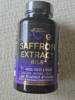 Natural Saffron Supplements Pure Saffron Extract 88.5 mg.Nutra Harmony