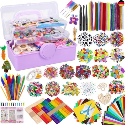 TAVADA Bastelset Kinder 3000+Pcs,DIY Basteln Bastelkoffer,Bastelmaterial