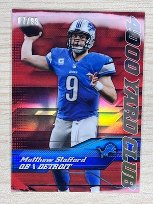 Matthew Stafford #8 Red Refractor 67/99 2014 Topps 4000 Yard Club