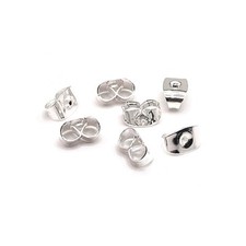 Silver Plated Metal Butterfly Earring Back Stoppers, 6x4mm - US Selle