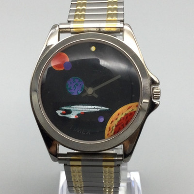 Vtg Star Trek Timex Watch Mens 38mm USS Enterprise Next Generation