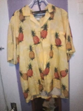 Paradise Found Hawaiian Pineapple Shirt Men's L Honolulu Hawaii Beach Tropical
