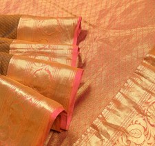 Sushila Vintage Rust HEAVY Saree Pure Kanchipuram Silk Zari Woven 5YD Soft Sari