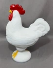 Vtg Westmoreland Standing Rooster Milk Art Glass Lid Candy Trinket Dish Country