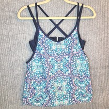 Athleta Swim Tankini Top Underwire Bra 34 B/C Monaco Navy Crossback Boho