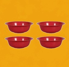 4 Bowls  BIG Sturdy RED Plastic Cereal Bowl 6.5" Wide WITH LIP ( New