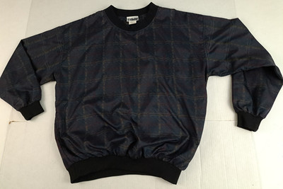 Vintage Golf Pullover Warm-Up Dark MultiColored Chex with Belly Pocket USA LG
