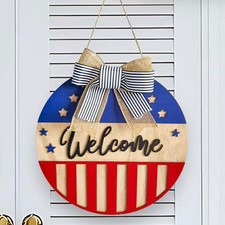 Panneau de porte d'entrée de la journée d'indépendance en bois pour le