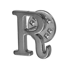 Letter Lapel Pins for Men Women Initial Alphabet Letter-R Collar Gunmetal Gray