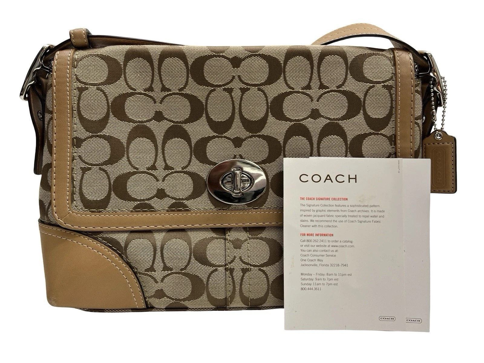 Coach Hampton Signature Brown Leather Handbag 2008 Classic Brown Tan