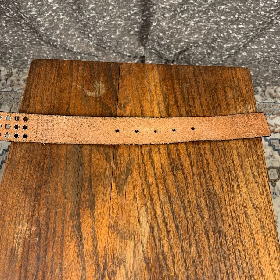 Vtg Calvin Klein Jeans Wide Studded Brown Leather Distressed Belt Women Size XL - Image 3 of 4