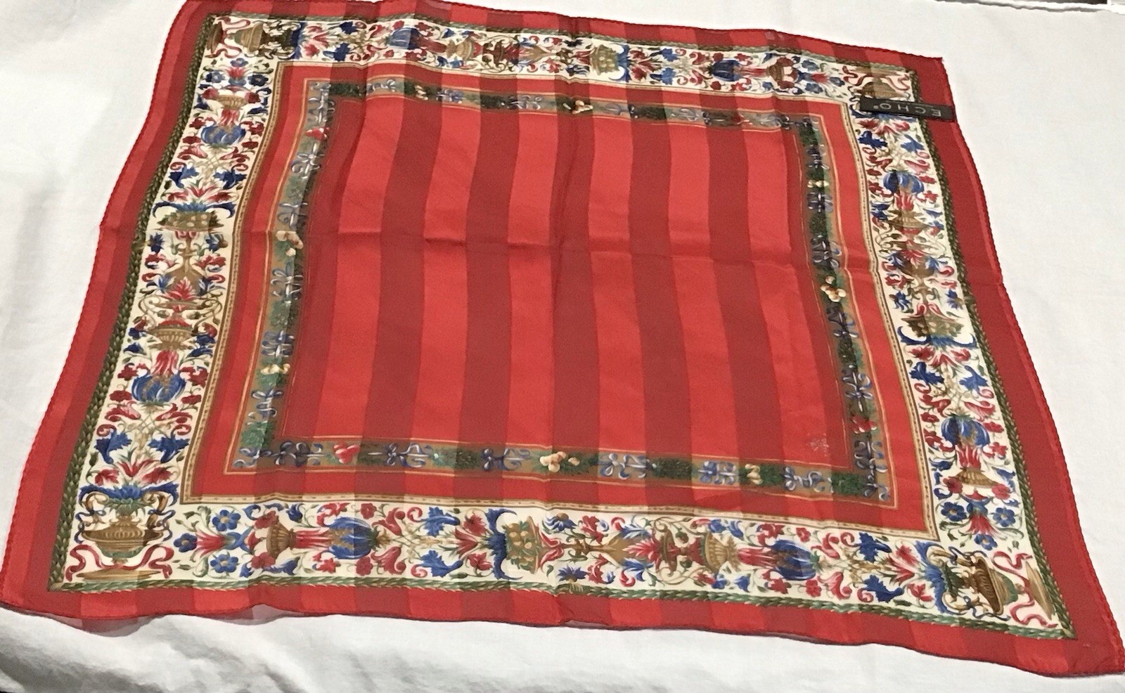 Echo 100% Silk Pattern Square Scarf 20” Scarlet P… - image 1