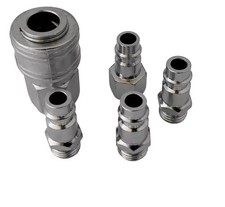 Set 5 Pezzi Attacco Rapido 1/4 Raccordo Innesto Tubi Ad Aria Compressa Rubinetto