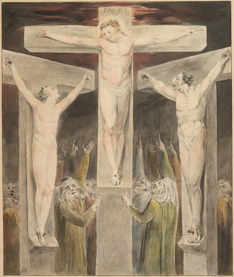 William Blake - Christus gekreuzigt zwischen zwei Dieben 1800 Stilvoll Trend Vintage