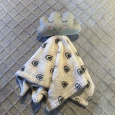 Hudson Baby White Gray Pink Cloud Security Blanket Lovey Plush 14 x 14 HB