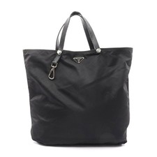 Prada Nylon Saffiano Leather Tote Bag Women Black One Size 672787