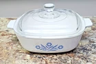 vintage corning ware p-1-B blue cornflower 1 quart casserole with pyrex lid