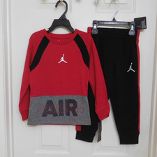 NWT 2pc Jordan Red Gray Black Shirt  Joggers Set sz 4t