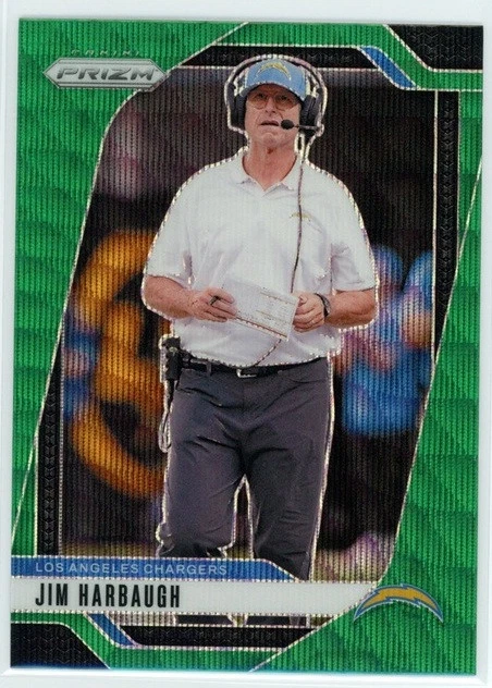 Jim Harbaugh 2024 Panini Prizm #163 Los Angeles Chargers Green Wave