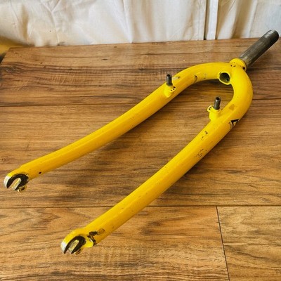 Rare 1-Inch 1'' Fisher MTB Rigid Fork 26 Threadless 120mm 395mm Yellow