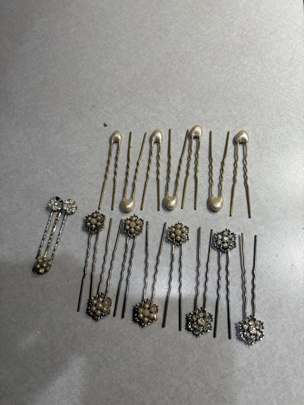 18 Original Vintage Rhinestone Flower Hair Pins, Up Do Hair Accessory!