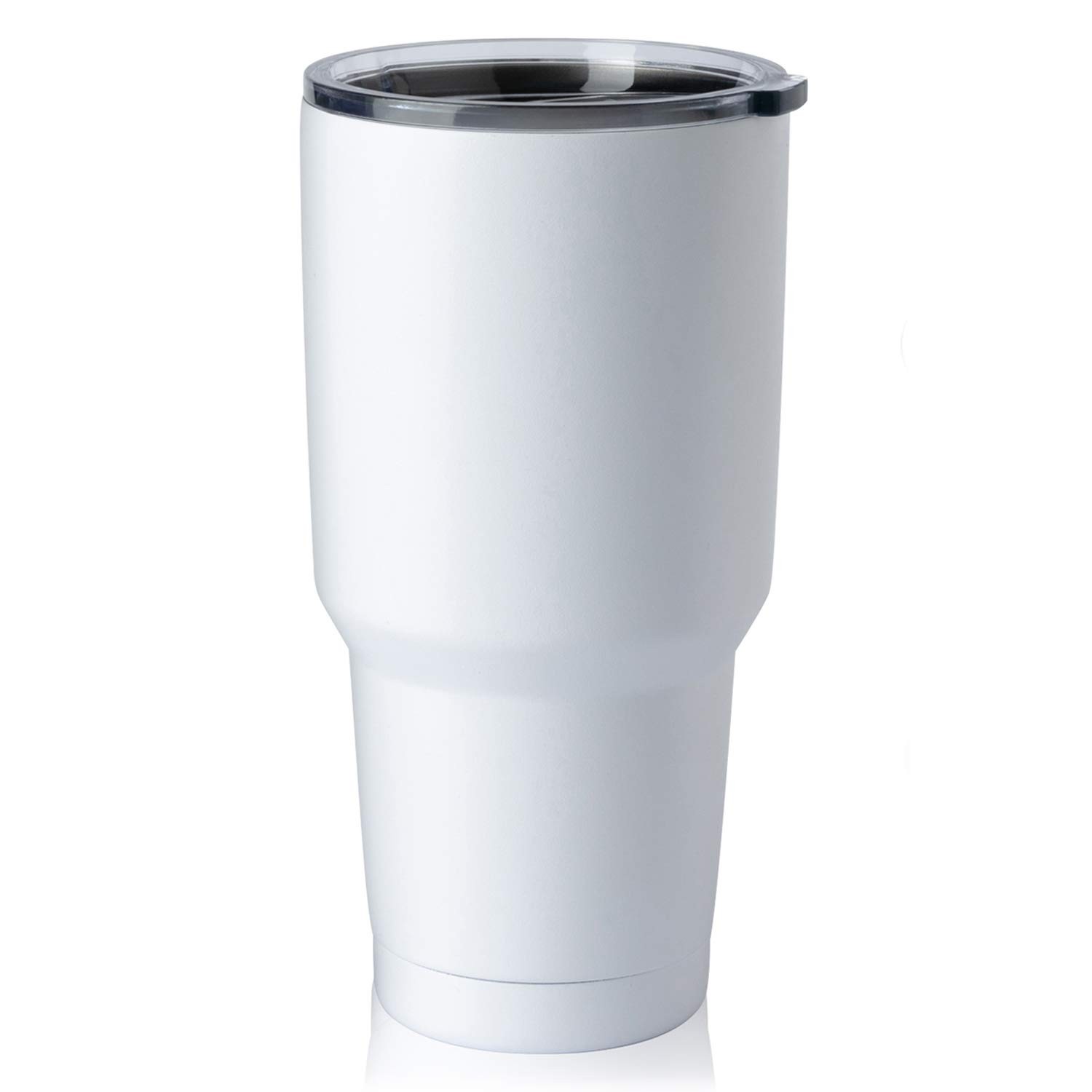 COMOOO 30oz White Stainless Steel Insulated Tumbler with Double Wall Lid